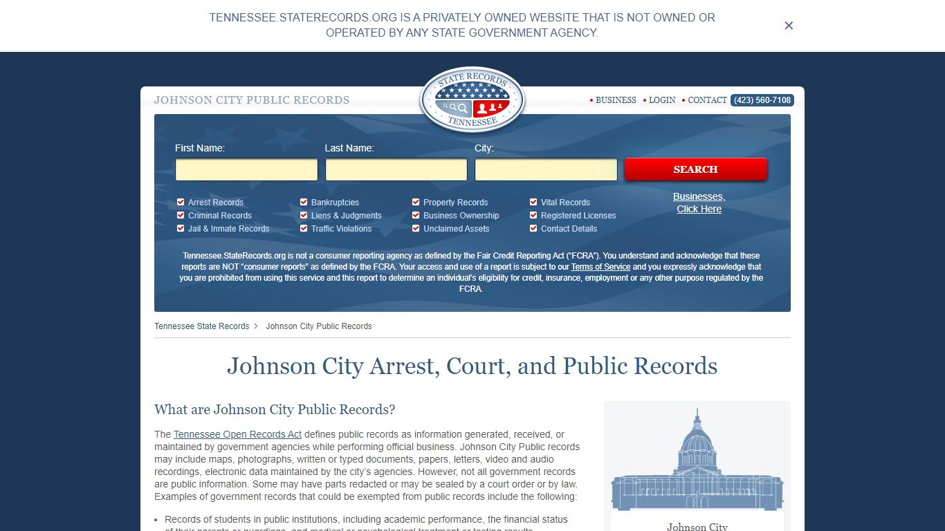 Johnson City Arrest and Public Records | Tennessee.StateRecords.org