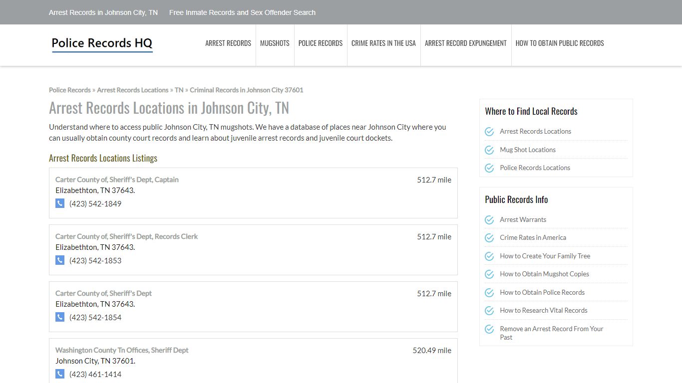 Arrest Records in Johnson City, TN - Free Inmate Records and Sex ...